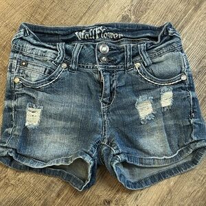 wallflower womens ripped bedazzled short shorts